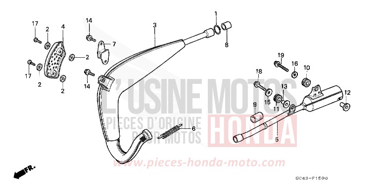 CHAMBRE D'EXPANSION (RF/R2F/R2G) de CR80R "Grandes Roues" FLASH RED (R119) de 1986